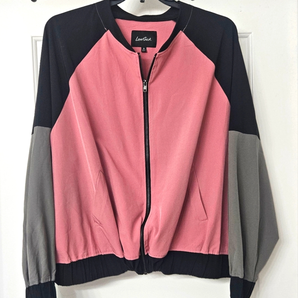 Torrid Love Sick Pink and Gray Bomber Jacket